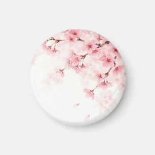 Aimant Motif aquarelle de fleurs de cerisier Sakura rose