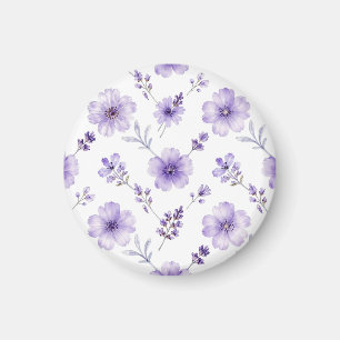 Aimant Motif aquarelle de fleurs de lin pourpre lavande
