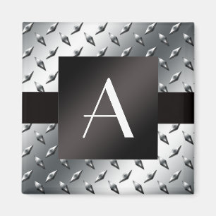 Aimant Motif argenté de plaque d'acier de diamant de