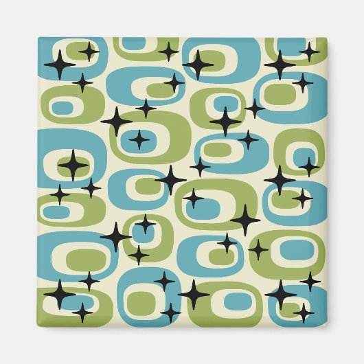 Aimant Motif atomique moderne du milieu du siècle (Devant)