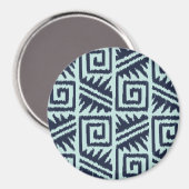 Aimant Motif Aztec Ikat - Indigo et Bleu Clair (Recto/Verso)