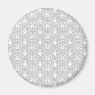 Aimant Motif blanc et gris élégant. Damassé