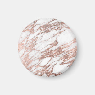 Aimant Motif blanc et rose élégant chic de marbre d'or