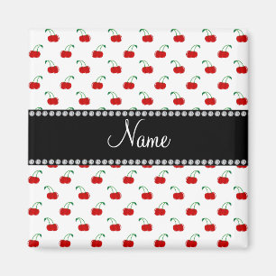 Aimant Motif blanc nommé personnalisé de cerise