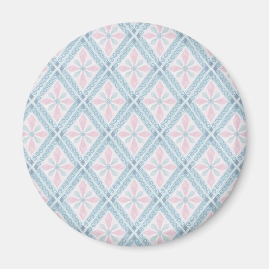 Aimant motif bleu en forme de diamant (Devant)