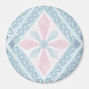 Aimant motif bleu en forme de diamant