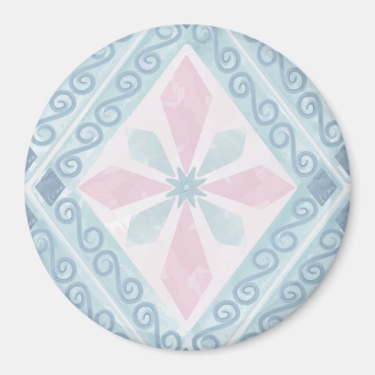 Aimant motif bleu en forme de diamant (Devant)