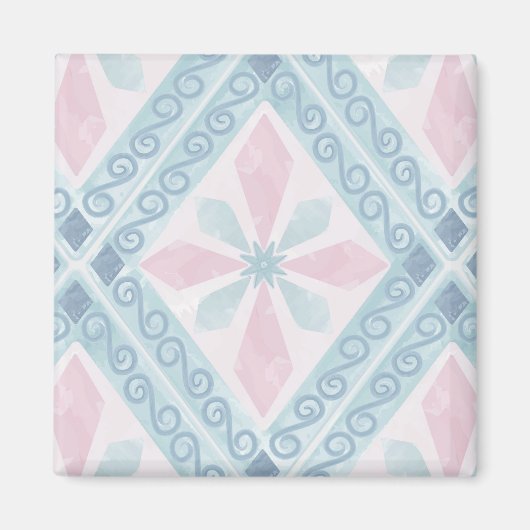 Aimant motif bleu en forme de diamant (Devant)