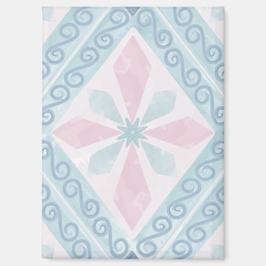 Aimant motif bleu en forme de diamant (Recto)