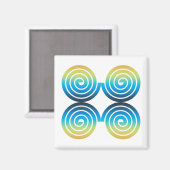 AIMANT MOTIF BLEU VERT EN SPIRALES (Recto/Verso)