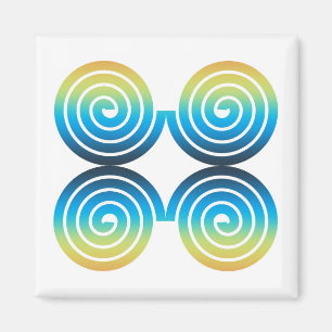 AIMANT MOTIF BLEU VERT EN SPIRALES