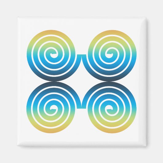 AIMANT MOTIF BLEU VERT EN SPIRALES (Devant)