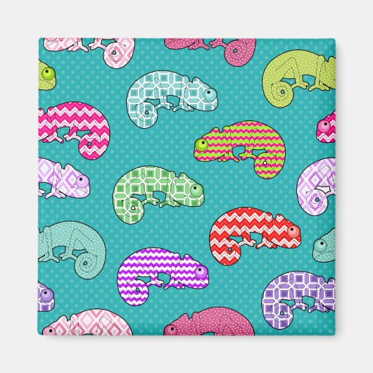 Aimant Motif Blue Rainbow Chameleon (Devant)