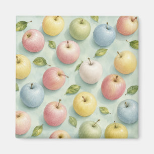 Aimant Motif botanique de pomme à l'aquarelle pastel