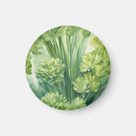 Aimant Motif botanique vert de céleri luxuriant (Devant)