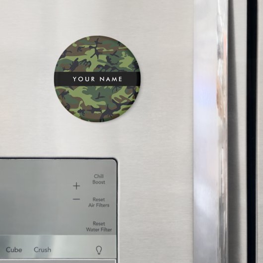 Aimant Motif Camouflage Vert, Votre nom, Personnaliser (In situ (réfrigérateur))