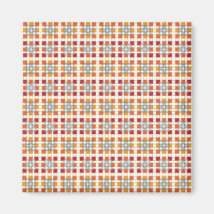 Aimant Motif carré moderne géométrique rouge ambre