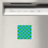 Aimant Motif chèque À damiers bleu vert (In Situ (Lave-vaisselle))