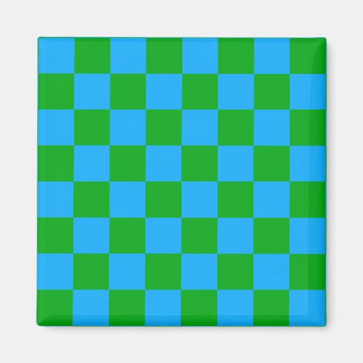 Aimant Motif chèque À damiers bleu vert (Devant)