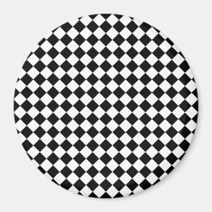Aimant Motif Chevron noir et blanc solide 3pouces rond