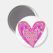 Aimant Motif Coeurs Roses Et Boules De Football (Recto/Verso)