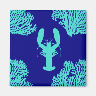 Aimant Motif côtier de homard de la Marine Turquoise