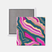 Aimant Motif d'agate rose et bleu (Recto/Verso)