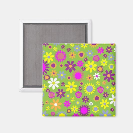 Aimant Motif d'alimentation de fleurs vert brillant (Recto/Verso)