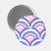 Aimant motif damassé floral bleu (Recto/Verso)