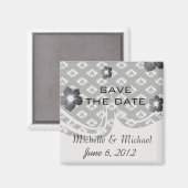 Aimant motif damassé noir et blanc minuscule (Recto/Verso)