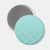 Aimant Motif Damassé Turquoise Sarcelle Pâle (Recto/Verso)
