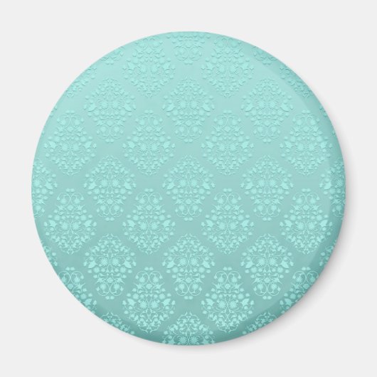 Aimant Motif Damassé Turquoise Sarcelle Pâle (Devant)