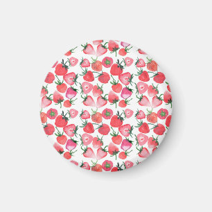 Aimant Motif d'aquarelle aux fraises rouges juteuses