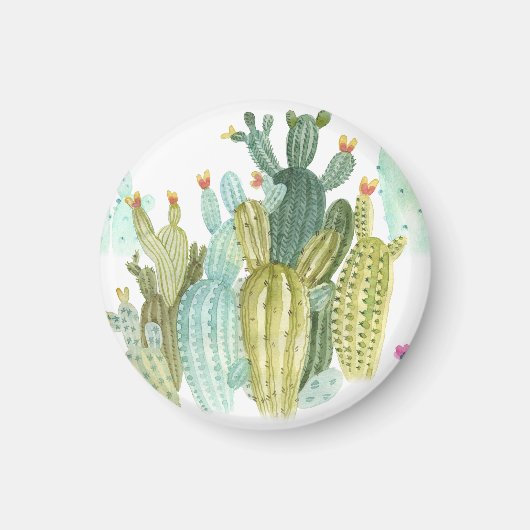 Aimant Motif d'aquarelle vintage Cactus Blooming (Devant)