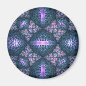 Aimant motif d'art fractal 3D Turquoise violet rose (Devant)