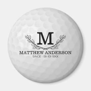 Aimant Motif de balle de golf personnalisé Nom Monogramm