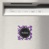 Aimant Motif de balle de soccer noir violet monogramme (In Situ (Lave-vaisselle))