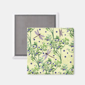 Aimant Motif de bleuets avec libellules (Recto/Verso)