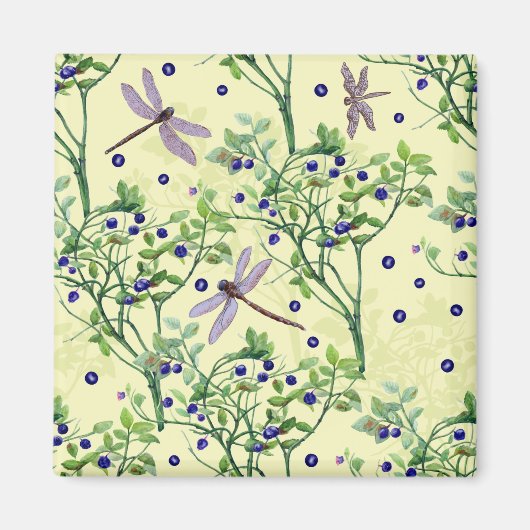 Aimant Motif de bleuets avec libellules (Devant)