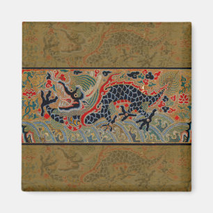 Aimant Motif de broderie en soie de dragon chinois antiqu