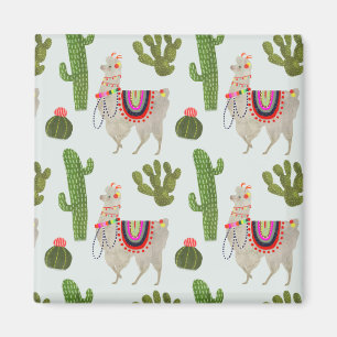 Aimant Motif de cactus et de lama de la collection de
