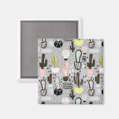 Aimant Motif de cactus texturés à la main (Recto/Verso)