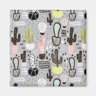 Aimant Motif de cactus texturés à la main