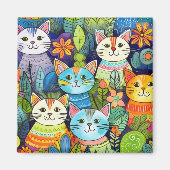 Aimant Motif de caricatures de chat mignon (Devant)