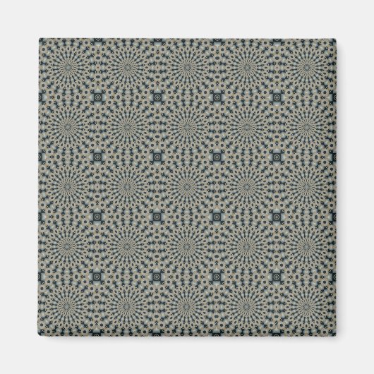 Aimant Motif de carrelage Cercles Camel sarcelle et gris (Devant)