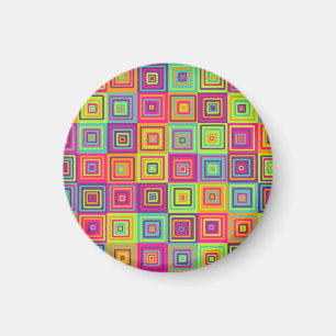 Aimant Motif de carrés géométriques colorés