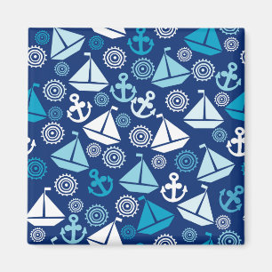 Aimant Motif De Cartographie Avec Bateaux À Voile