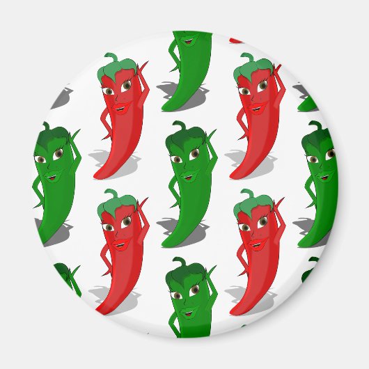 Aimant Motif De Cartoon Rouge Et Vert Pepper Divas (Devant)