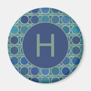 Aimant Motif de cercle aux nuances abstraites de bleu Mon