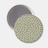 Aimant Motif de cerises sur fond vert (Recto/Verso)